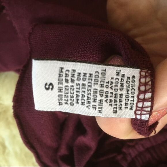 LA made Burgundy/ Plum Colored Duster Cardigan with Ruffles Size S - Picture 14 of 14